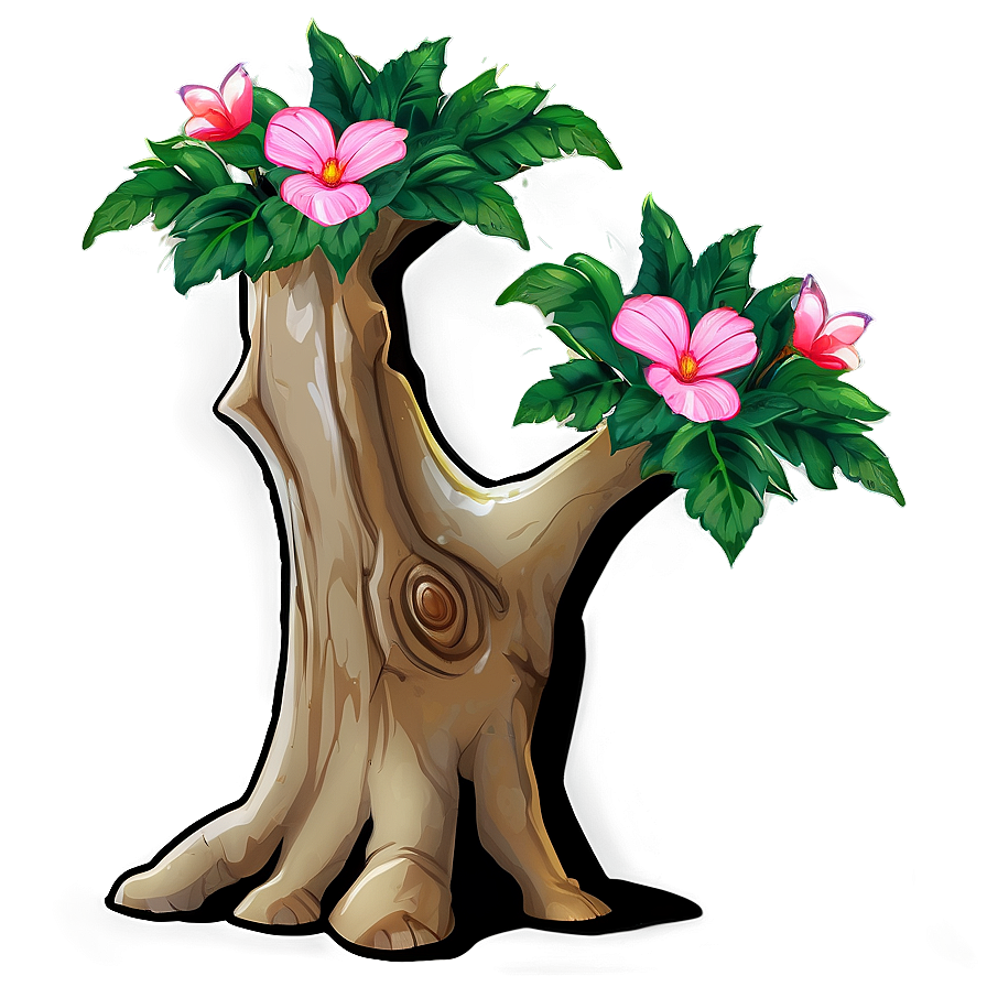 Tree Trunk With Flowers Png 65 PNG image