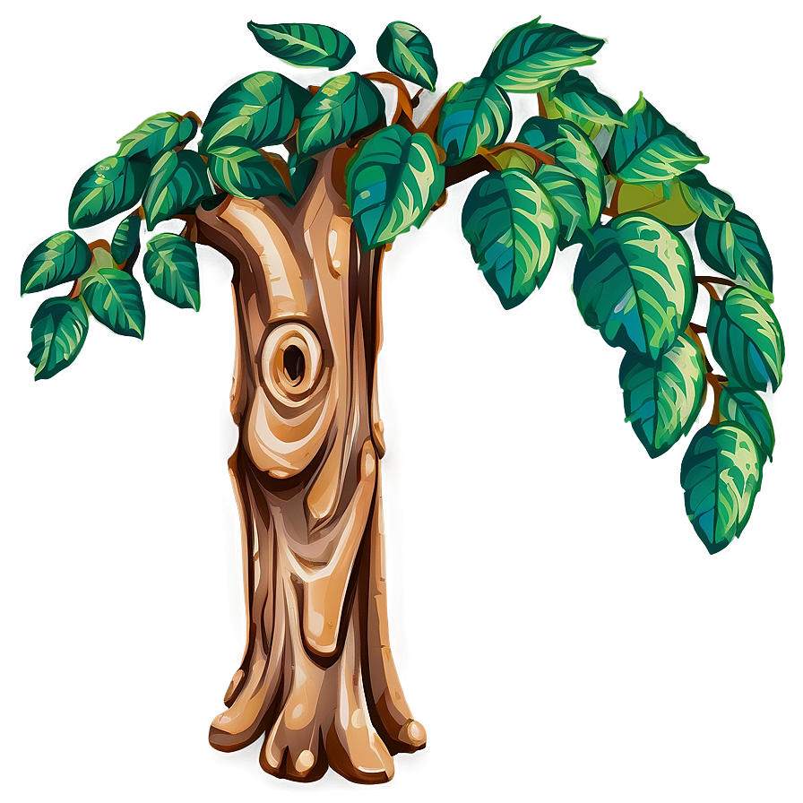 Tree Trunk With Leaves Png Qhl PNG image