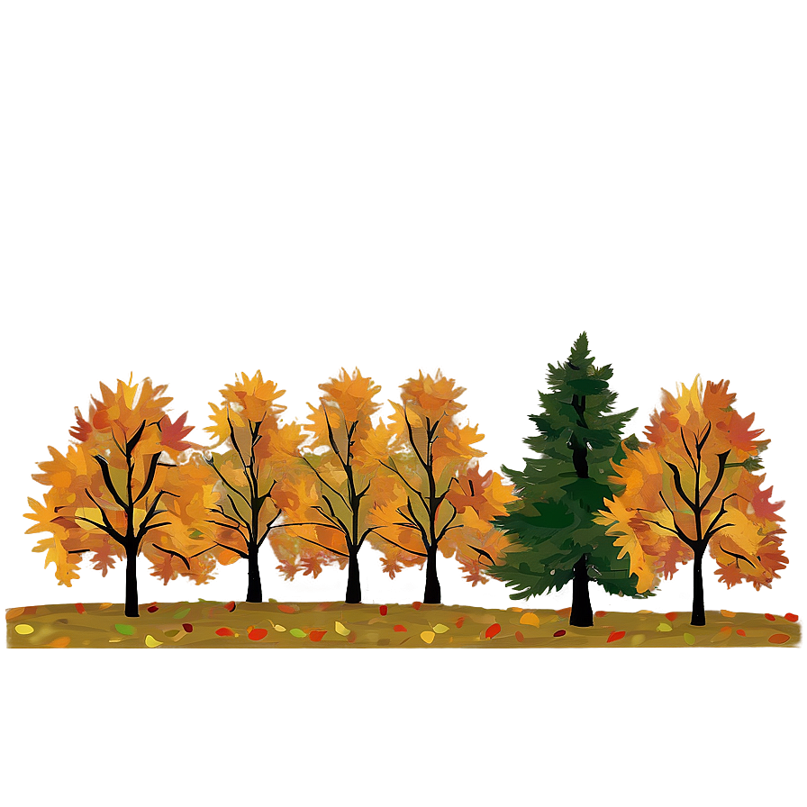 Treeline With Falling Leaves Png 06282024 PNG image