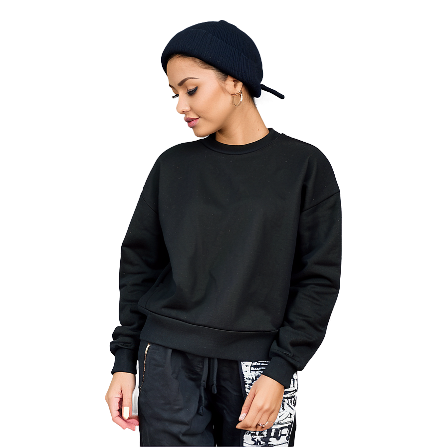 Trendy Black Sweatshirt Street Style Png 40 PNG image