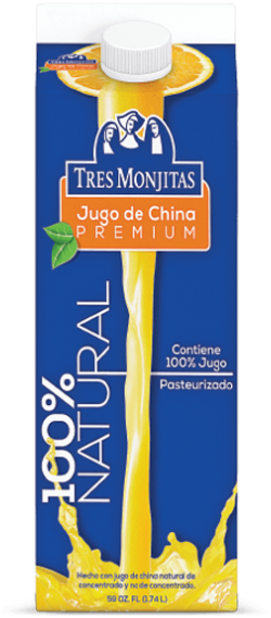 Tres Monjitas Natural Orange Juice Packaging PNG image