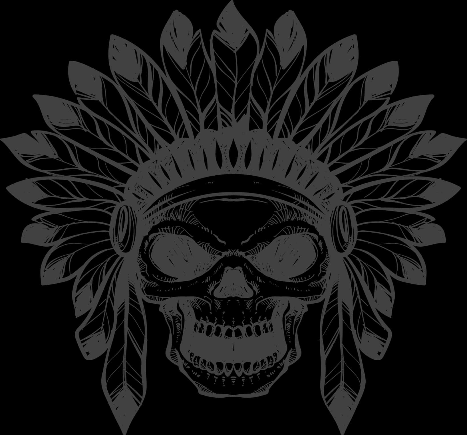 Tribal Skull Headdress Artwork PNG image