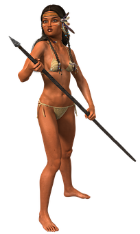 Tribal_ Warrior_ Woman_3 D_ Render PNG image