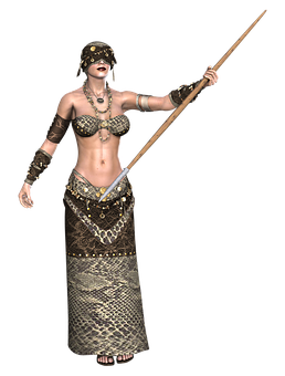 Tribal Warrior Woman3 D Model PNG image