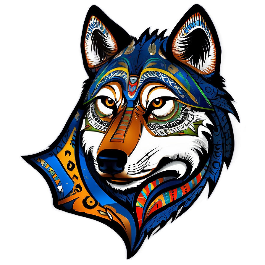 Tribal Wolf Head Design Png Fvr PNG image