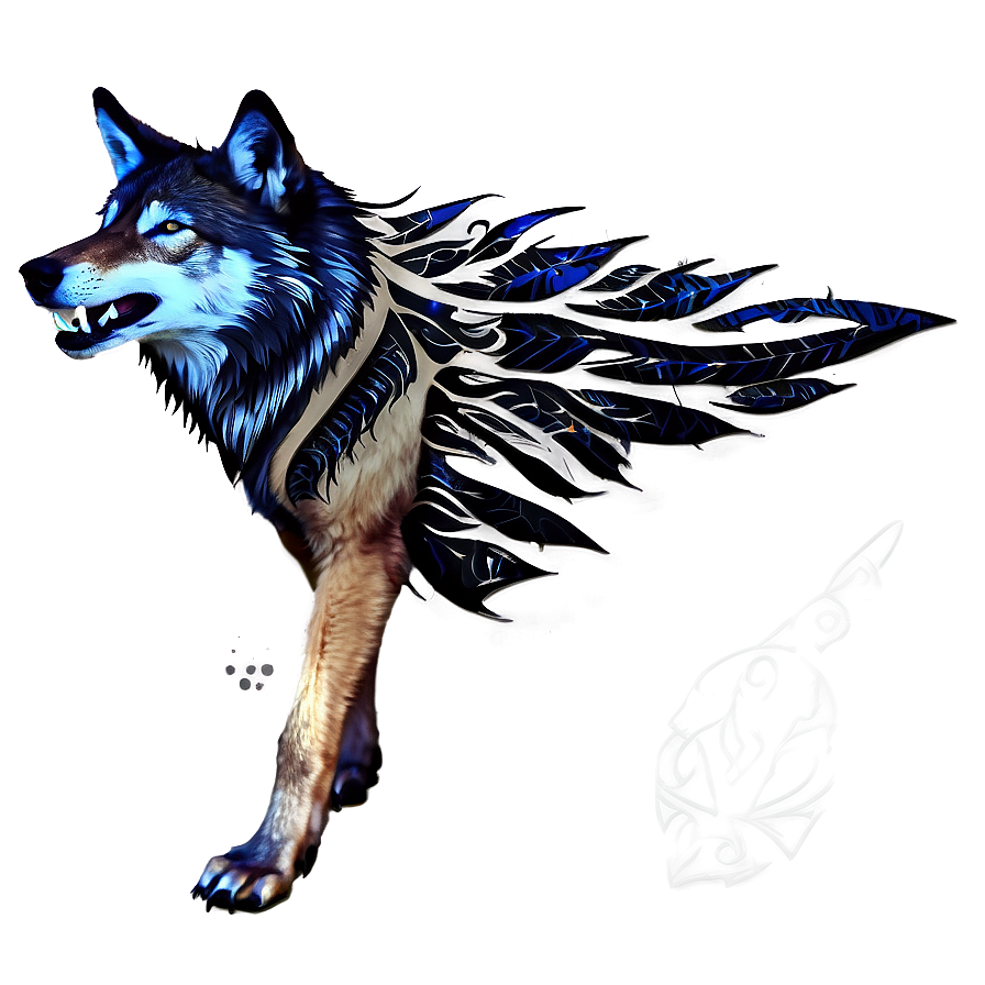 Tribal Wolf Tattoo Design Png Fqt73 PNG image