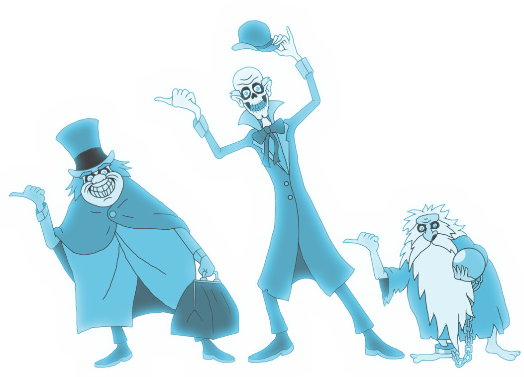 Trioof Cartoon Ghosts Haunting PNG image