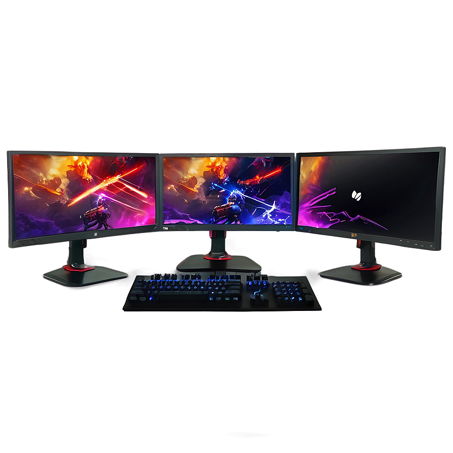 Triple Monitor Gaming Setup Png 89 PNG image