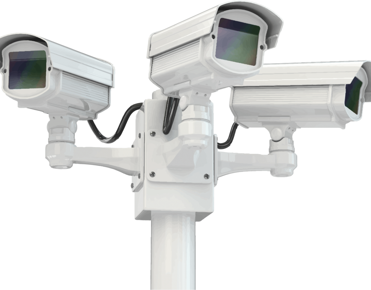 Triple Security Cameras Setup PNG image