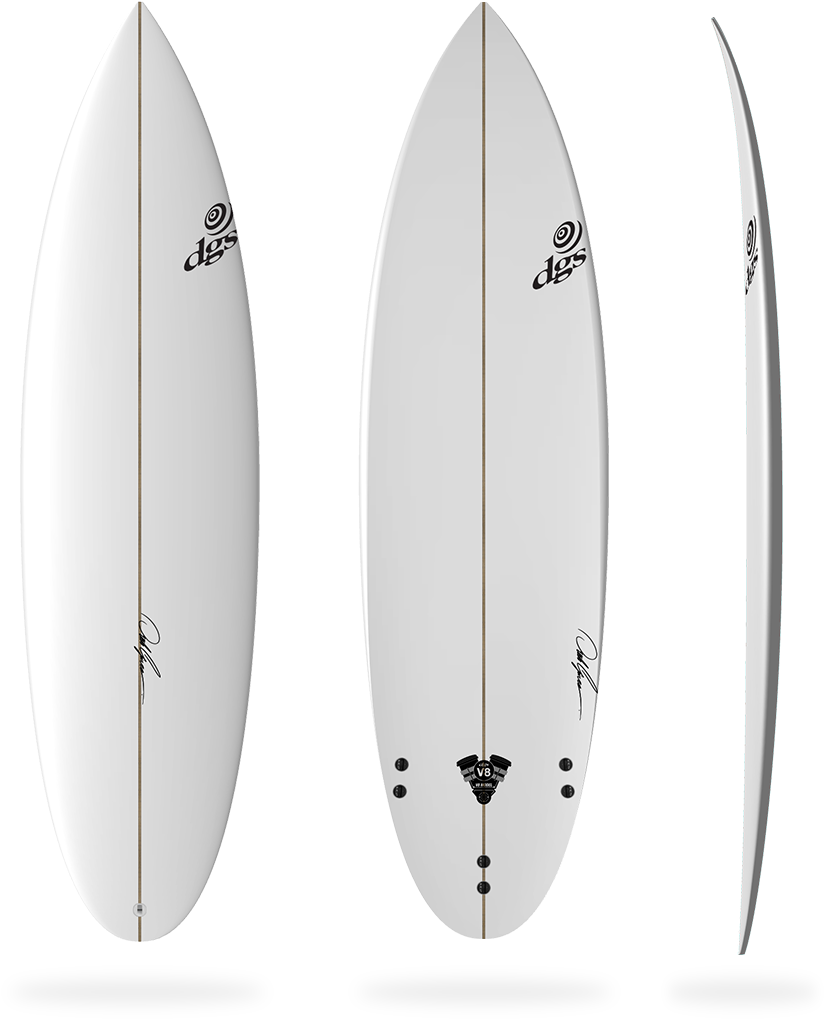 Triple View White Surfboard PNG image