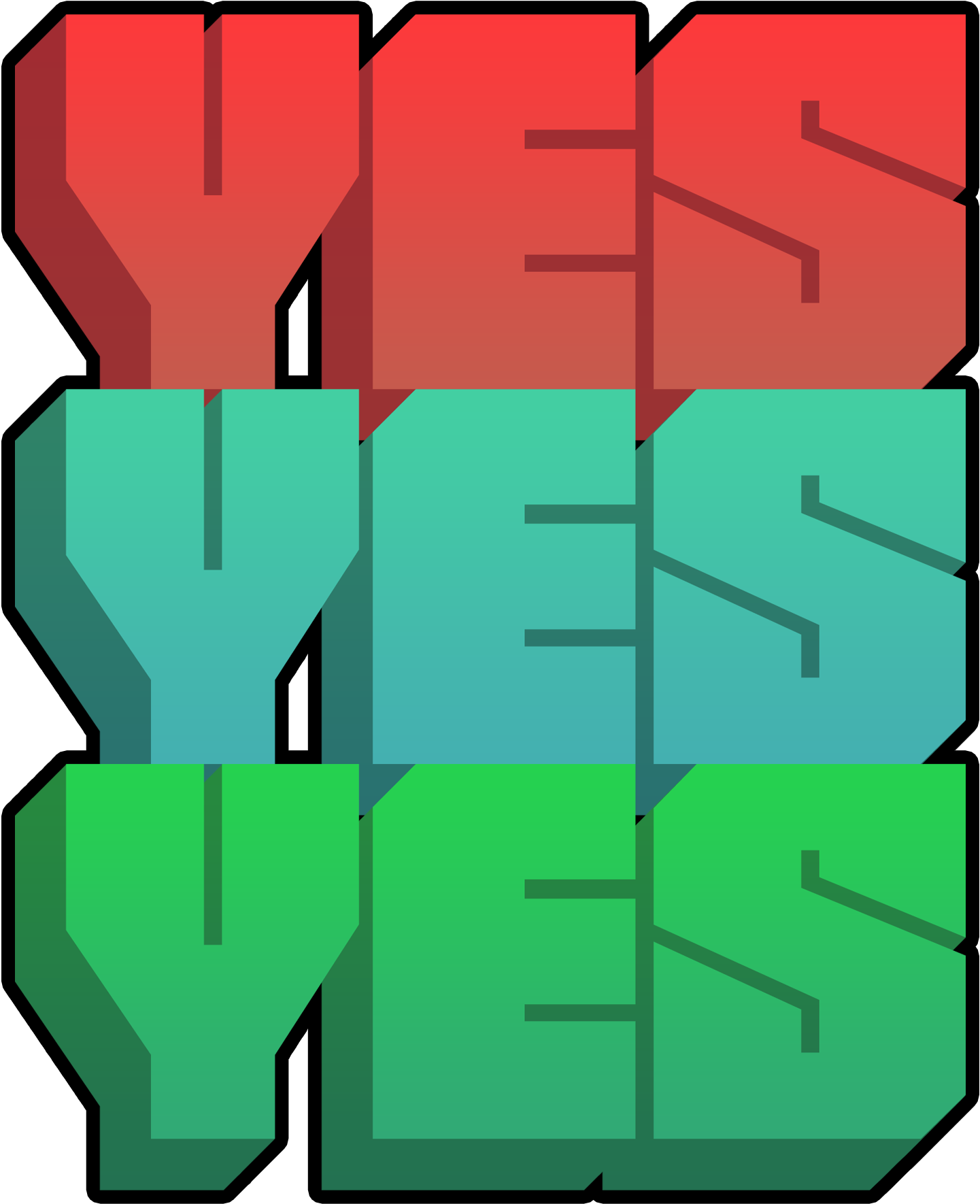 Triple Yes3 D Text Art PNG image