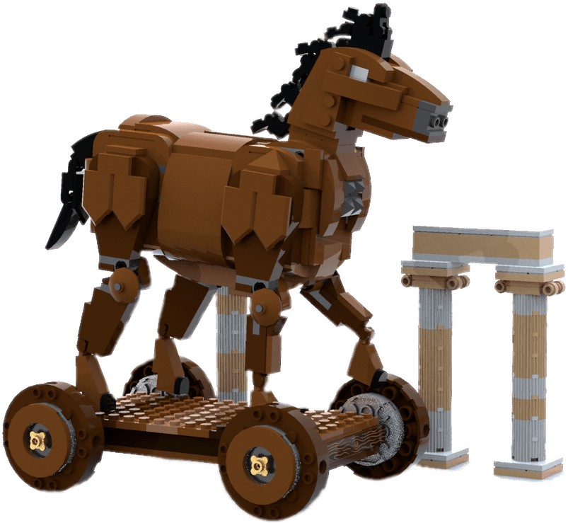 Trojan Horse Modelwith Wheels PNG image