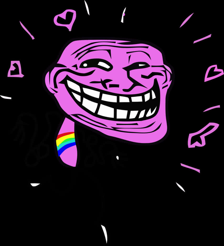 Trollfacewith Rainbow Tongue PNG image