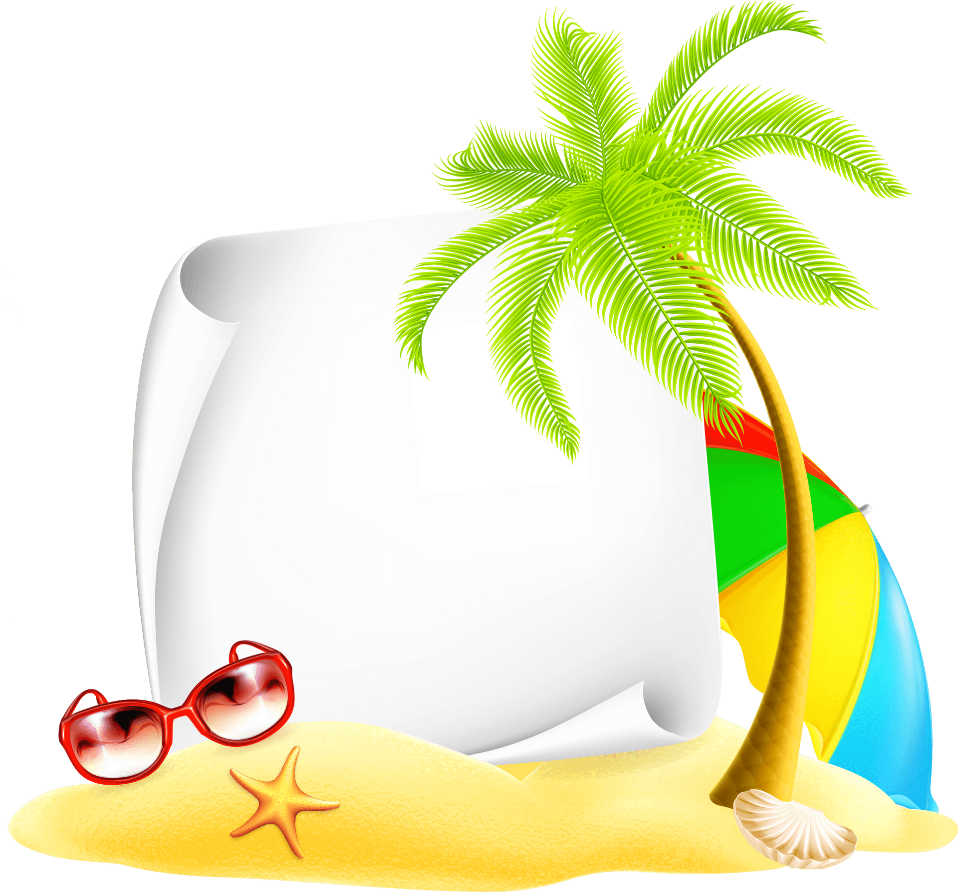 Tropical Beach Vacation Theme PNG image