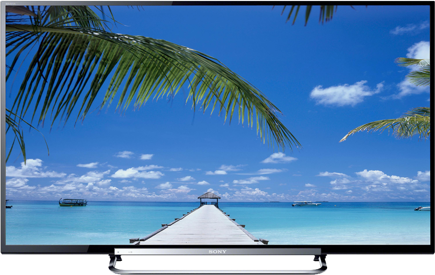 Tropical Beach View Television Display PNG image