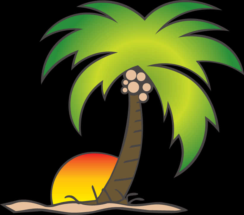 Tropical Coconut Tree Vector PNG image