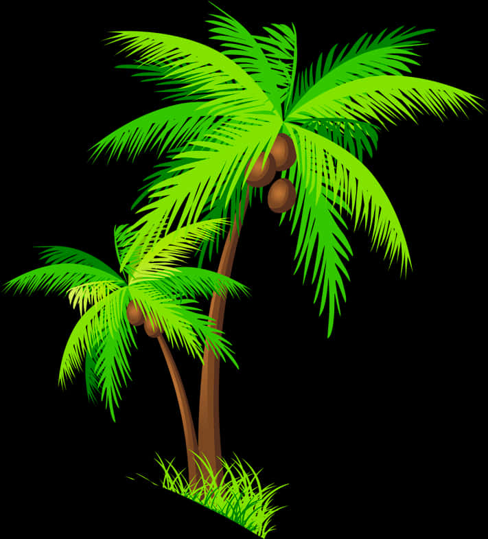 Tropical Coconut Trees Illustration PNG image