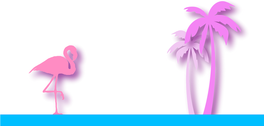 Tropical Flamingoand Palm Trees PNG image