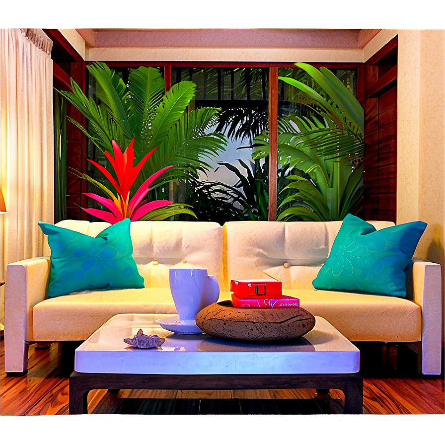 Tropical Living Room Escape Png Mui PNG image