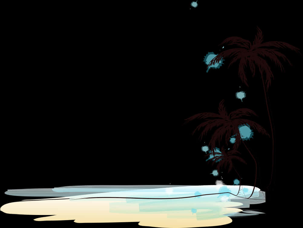 Tropical_ Night_ Silhouette_ Coconut_ Trees PNG image