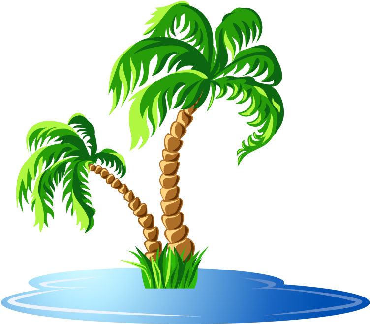 Tropical Oasis Palm Trees PNG image