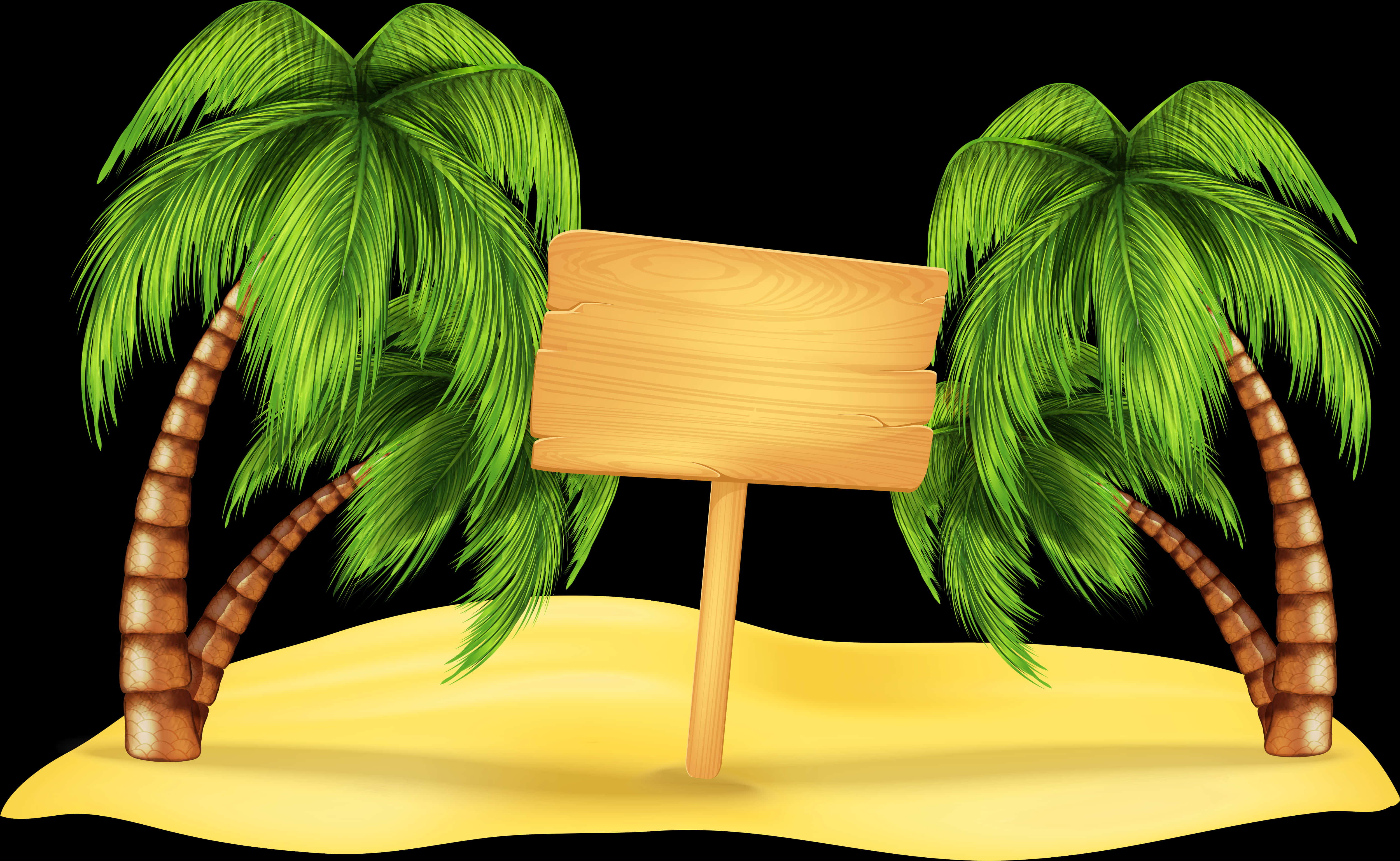 Tropical Palm Trees With Wooden Sign PNG image