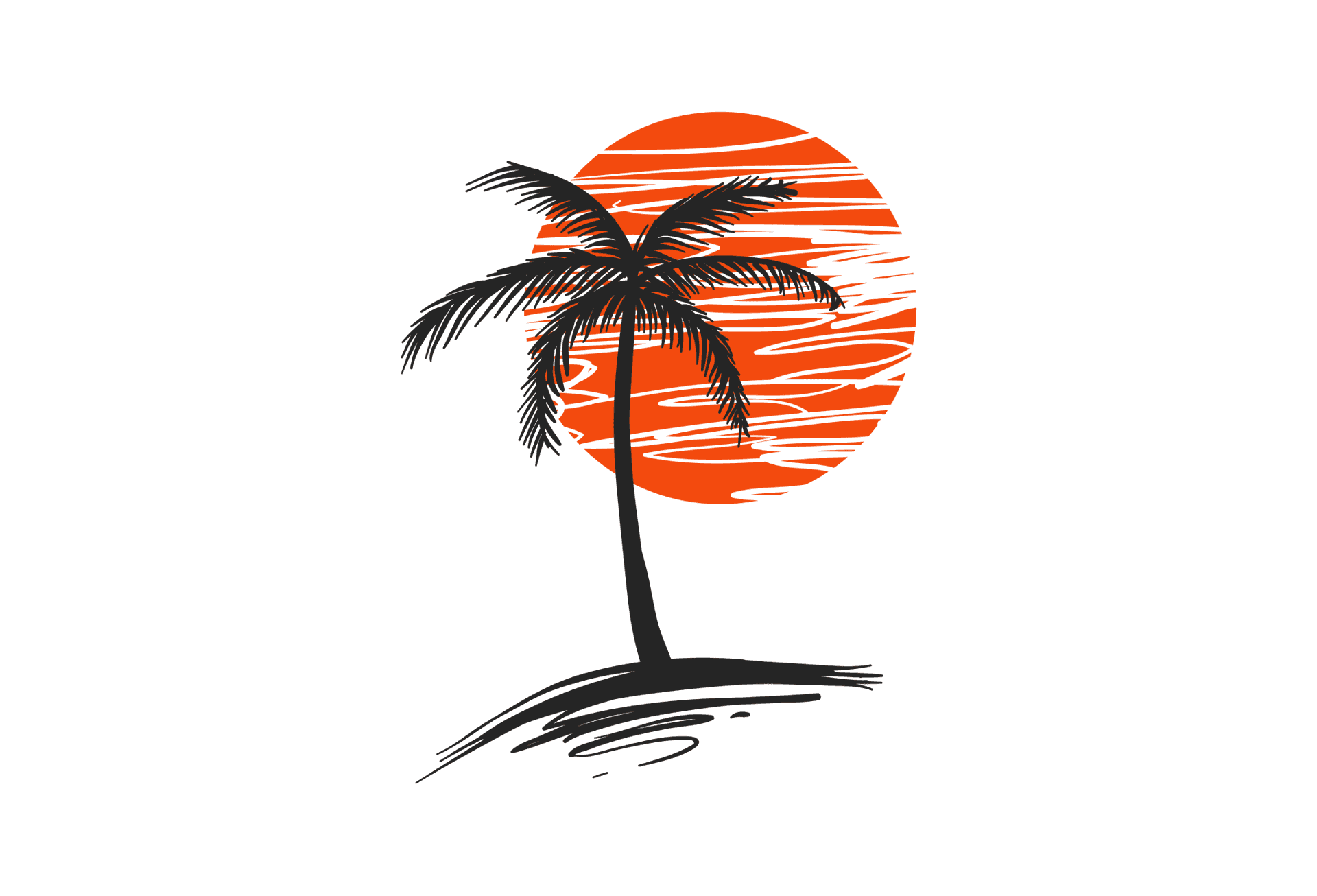 Tropical Sunset Palm Tree PNG image