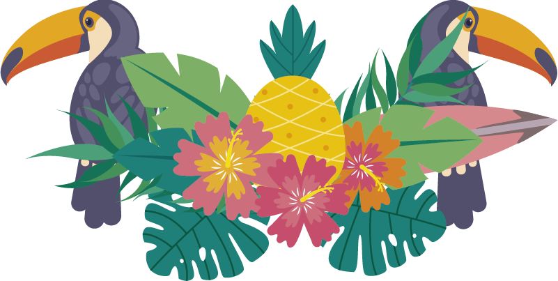 Tropical_ Toucans_and_ Flora_ Vector PNG image