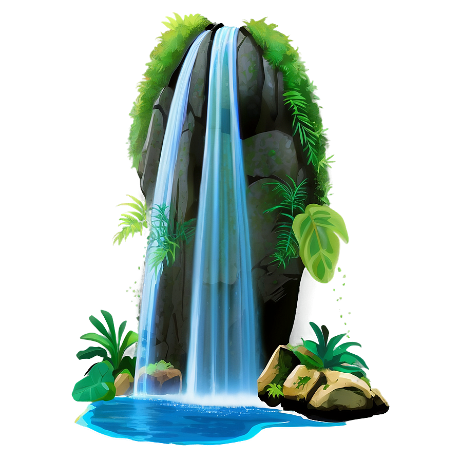 Tropical Waterfall Paradise Png 05212024 PNG image