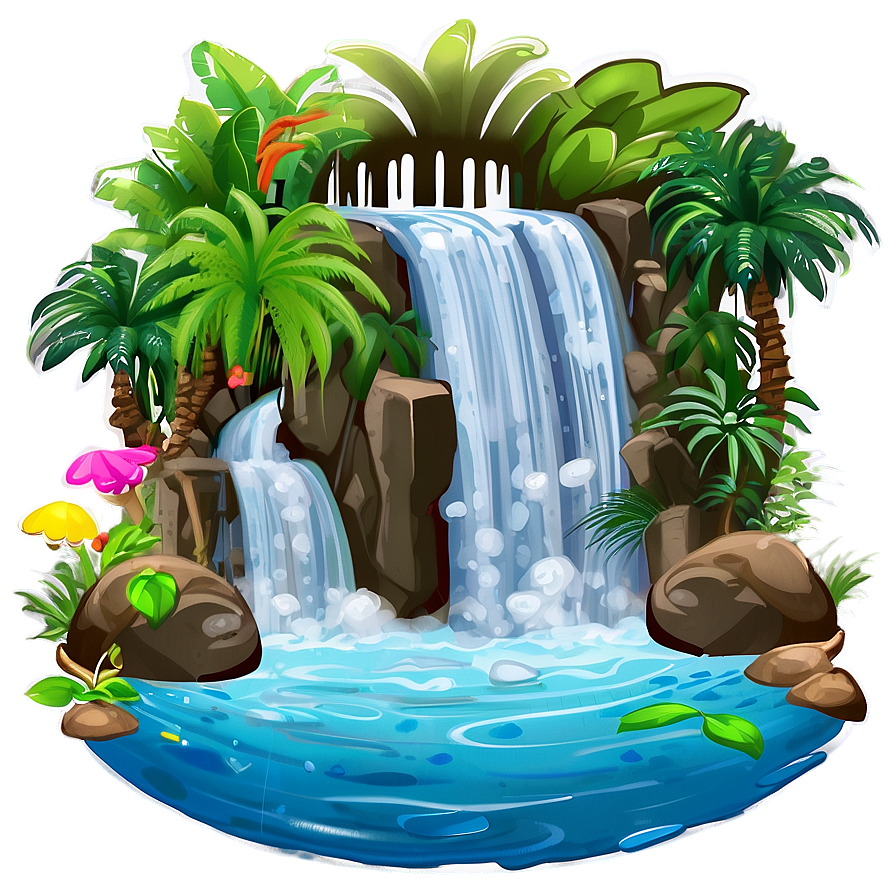 Tropical Waterfall Paradise Png Ptr PNG image