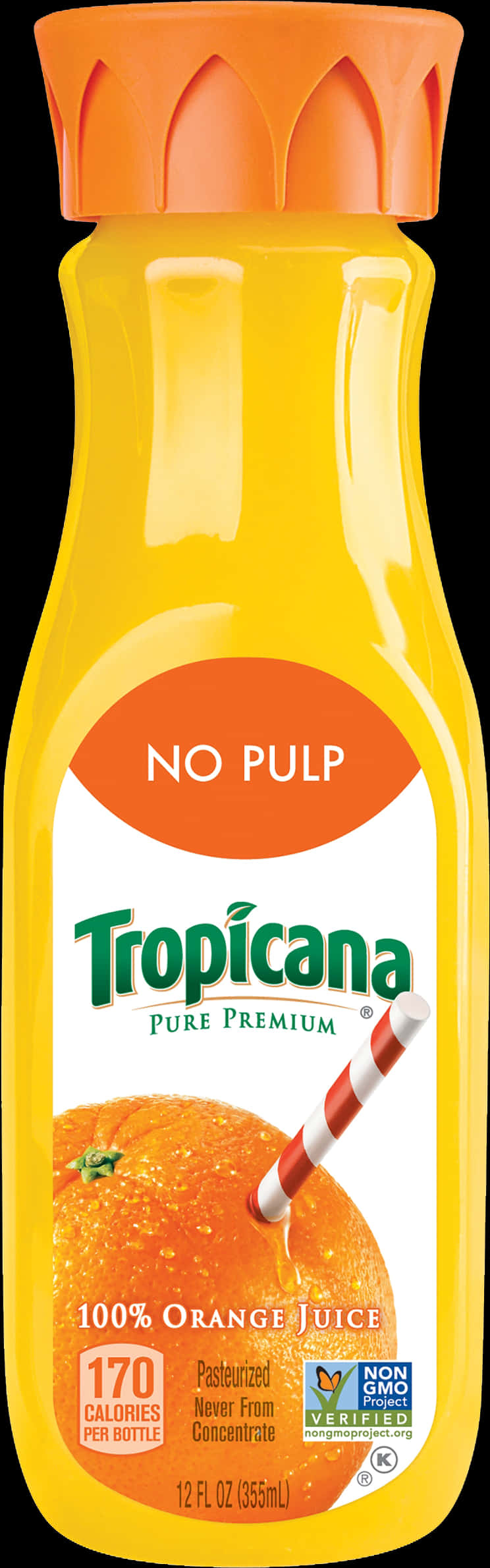 Tropicana No Pulp Orange Juice Bottle PNG image