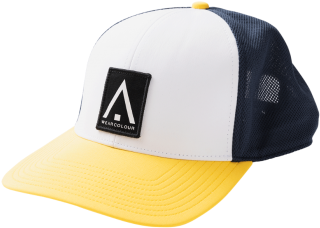 Trucker Hat White Yellow Blue PNG image