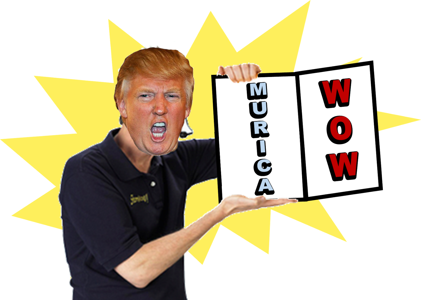 Trump Holding Wow Murica Book PNG image