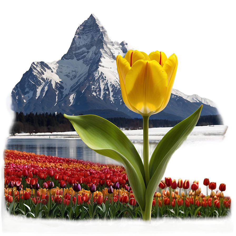 Tulips And Mountains Png 4 PNG image