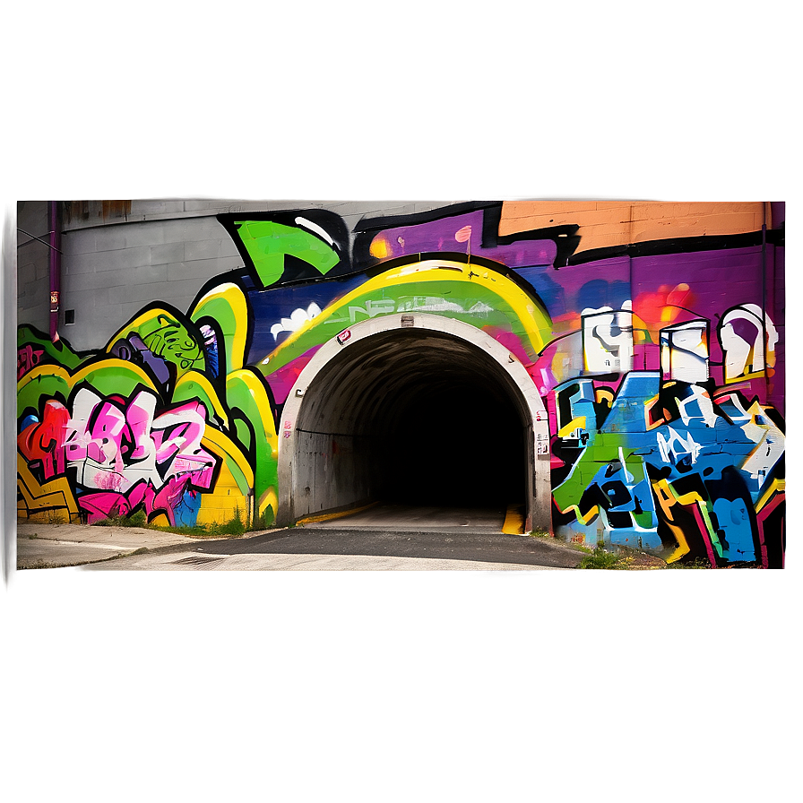 Tunnel With Graffiti Walls Png 06242024 PNG image