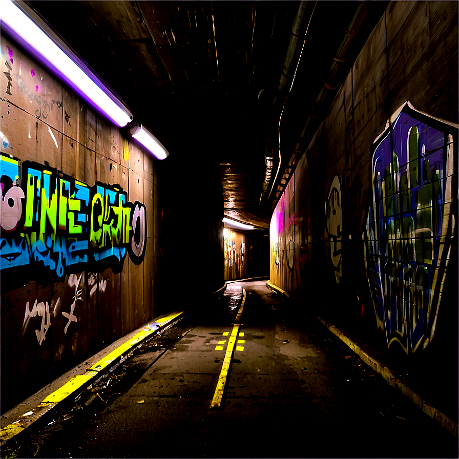 Tunnel With Graffiti Walls Png Hma87 PNG image