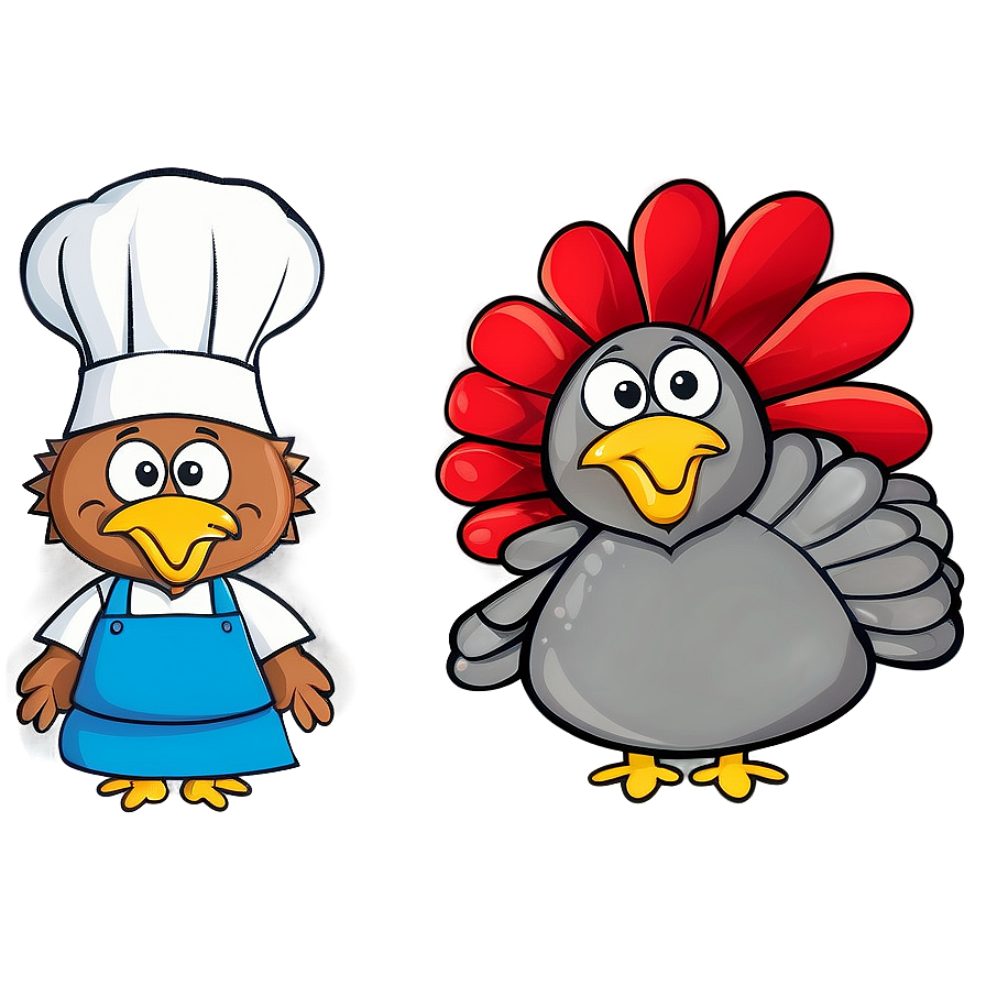 Turkey Cartoon In Chef Hat Png Hqf PNG image