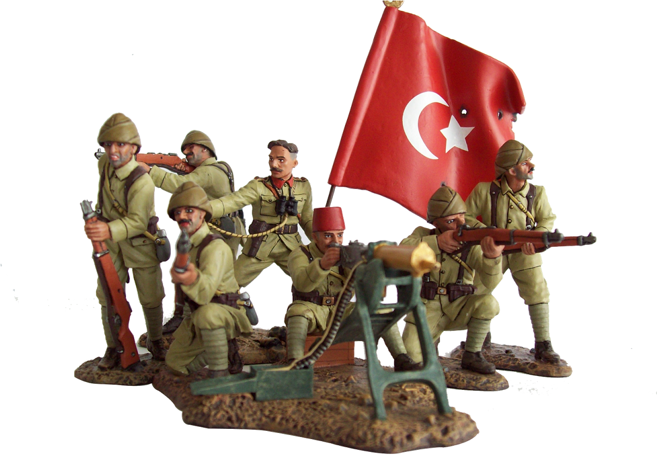 Turkish Soldiers With Flag Miniature PNG image