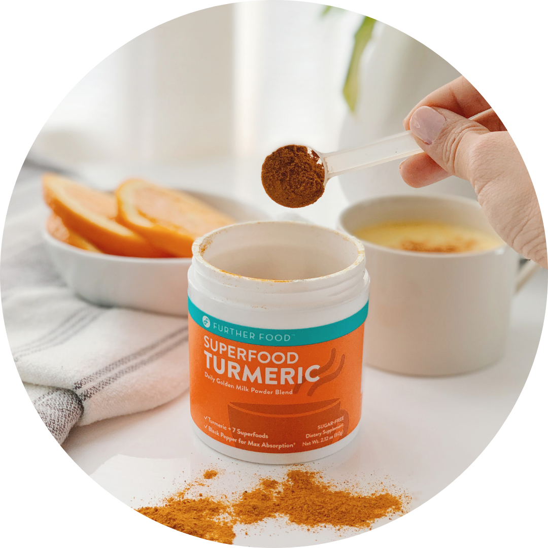 Turmeric Superfood Powder Scooping PNG image