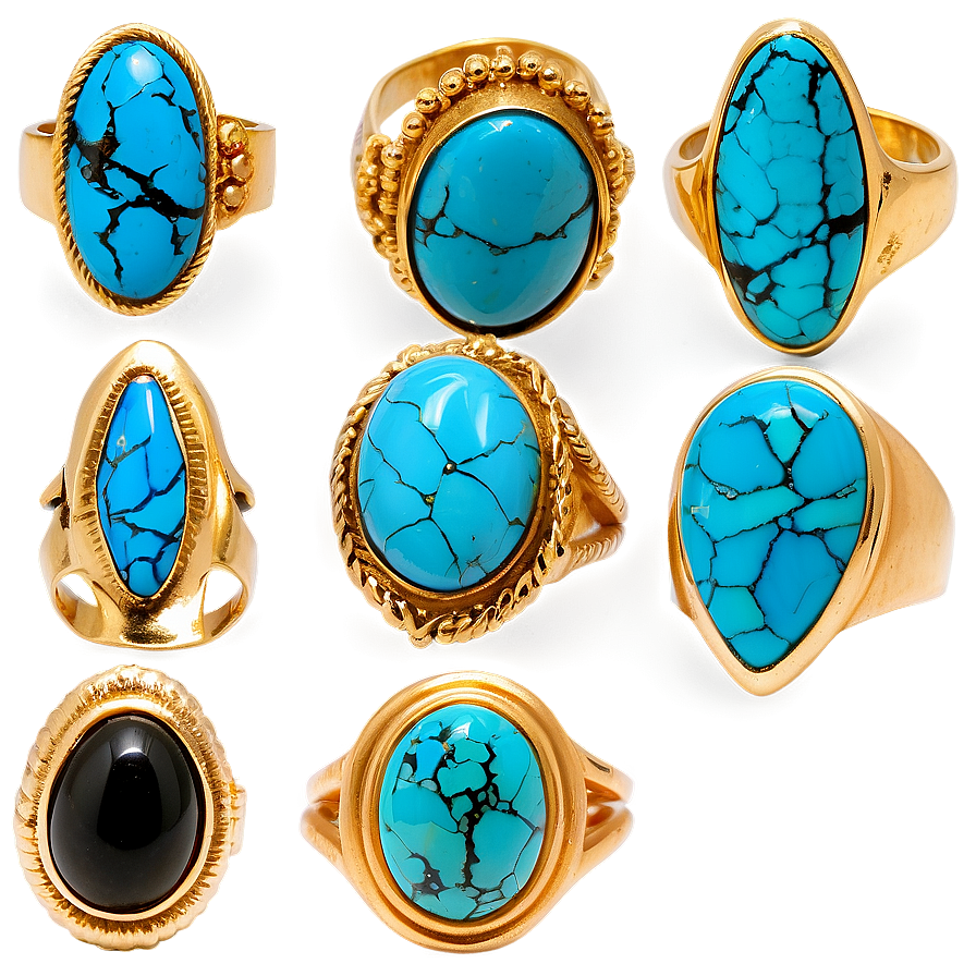 Turquoise Statement Rings Png 06122024 PNG image