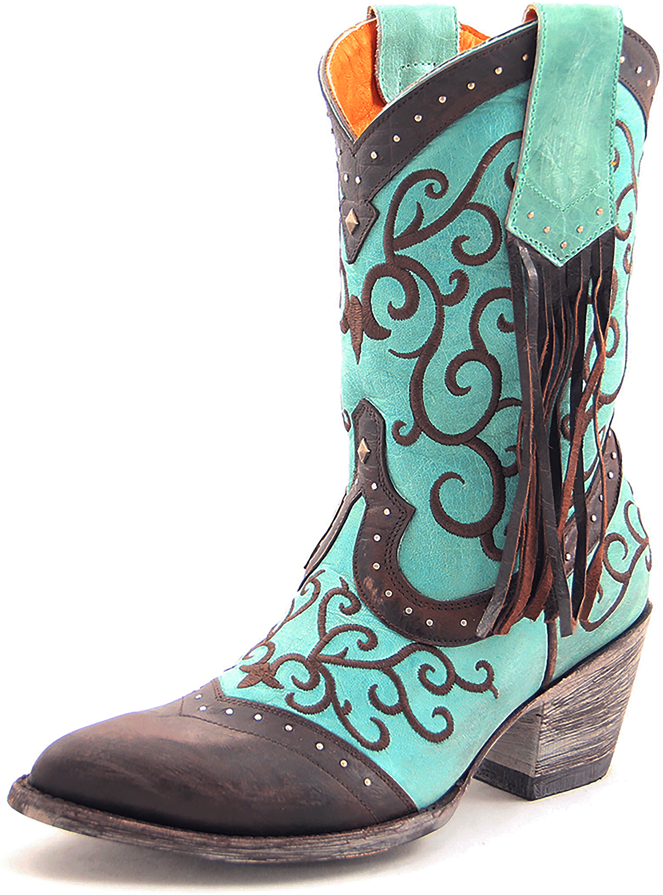 Turquoise Western Cowboy Boot PNG image