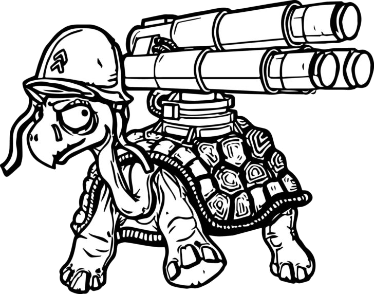 Turtle_with_ Rockets_ Coloring_ Page PNG image