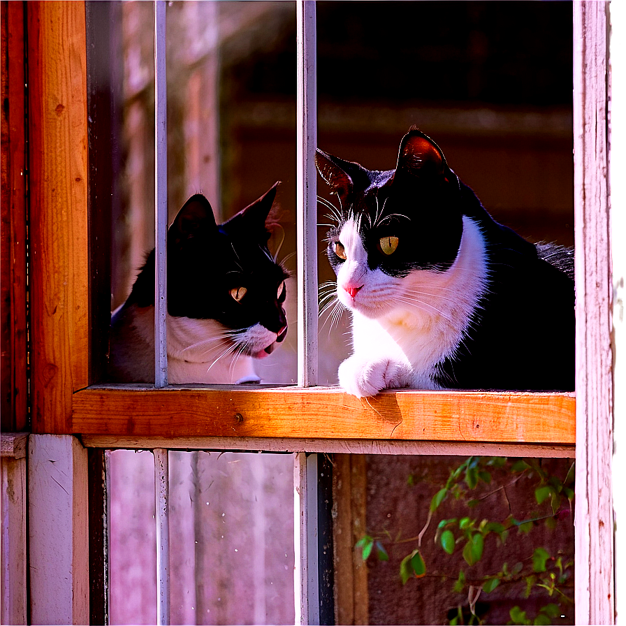 Tuxedo Cat At Window Png Yhd PNG image