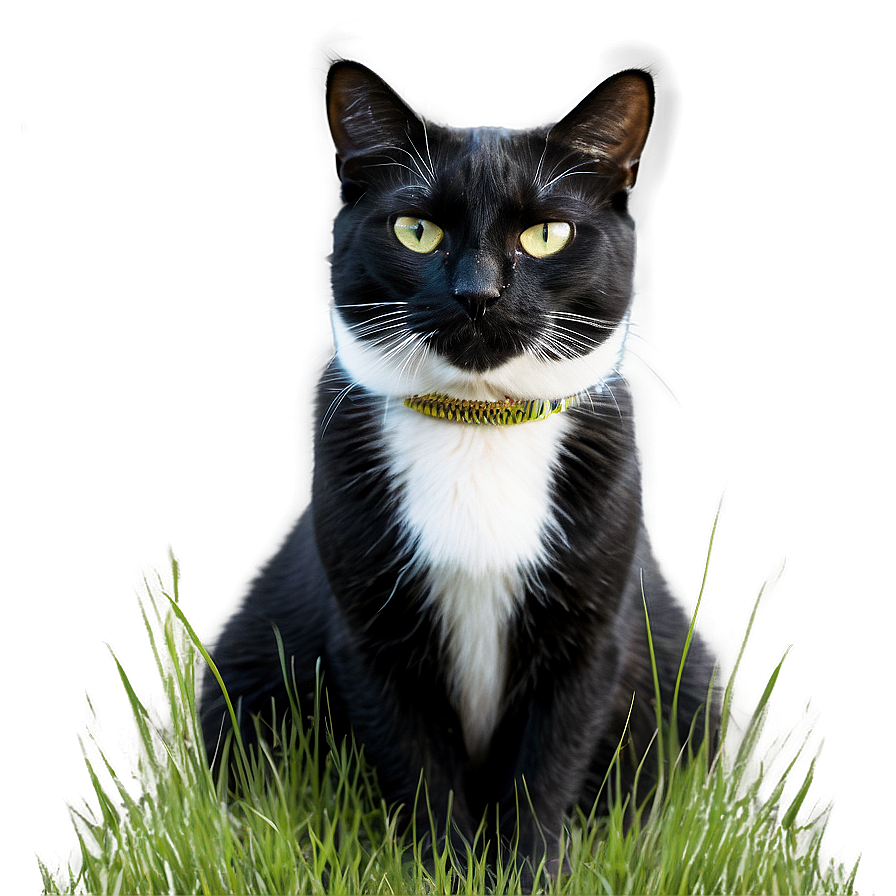 Tuxedo Cat In Grass Png 77 PNG image