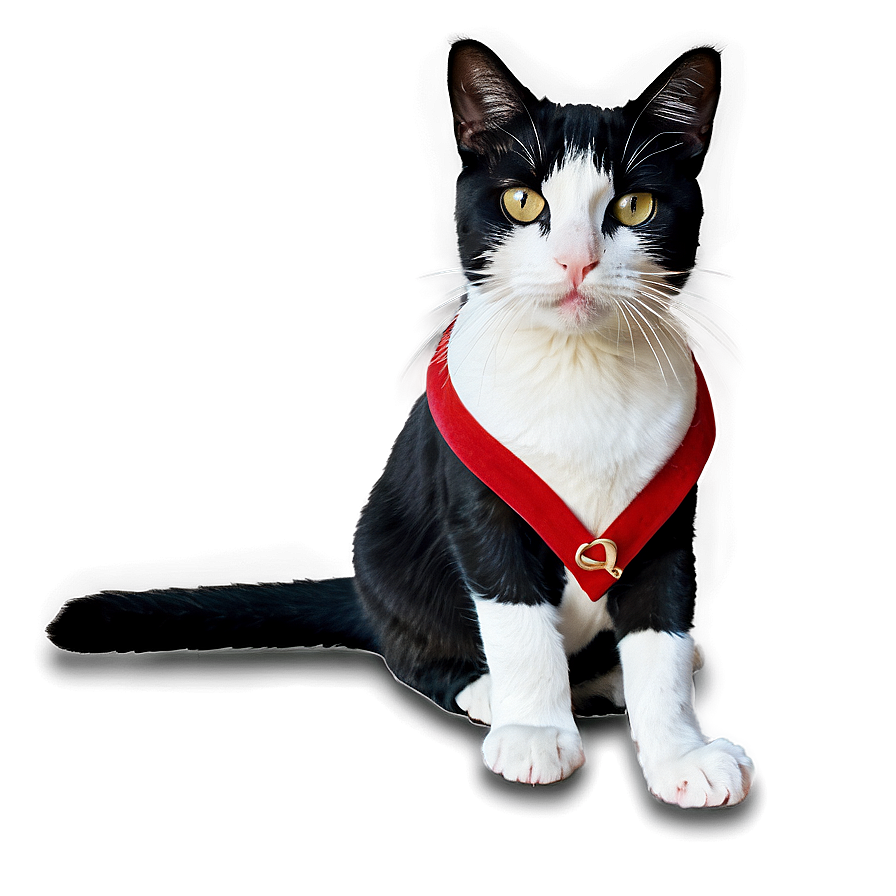 Tuxedo Cat With Red Collar Png Ldr PNG image