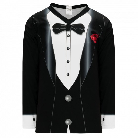 Tuxedo Print Shirtwith Red Rose PNG image