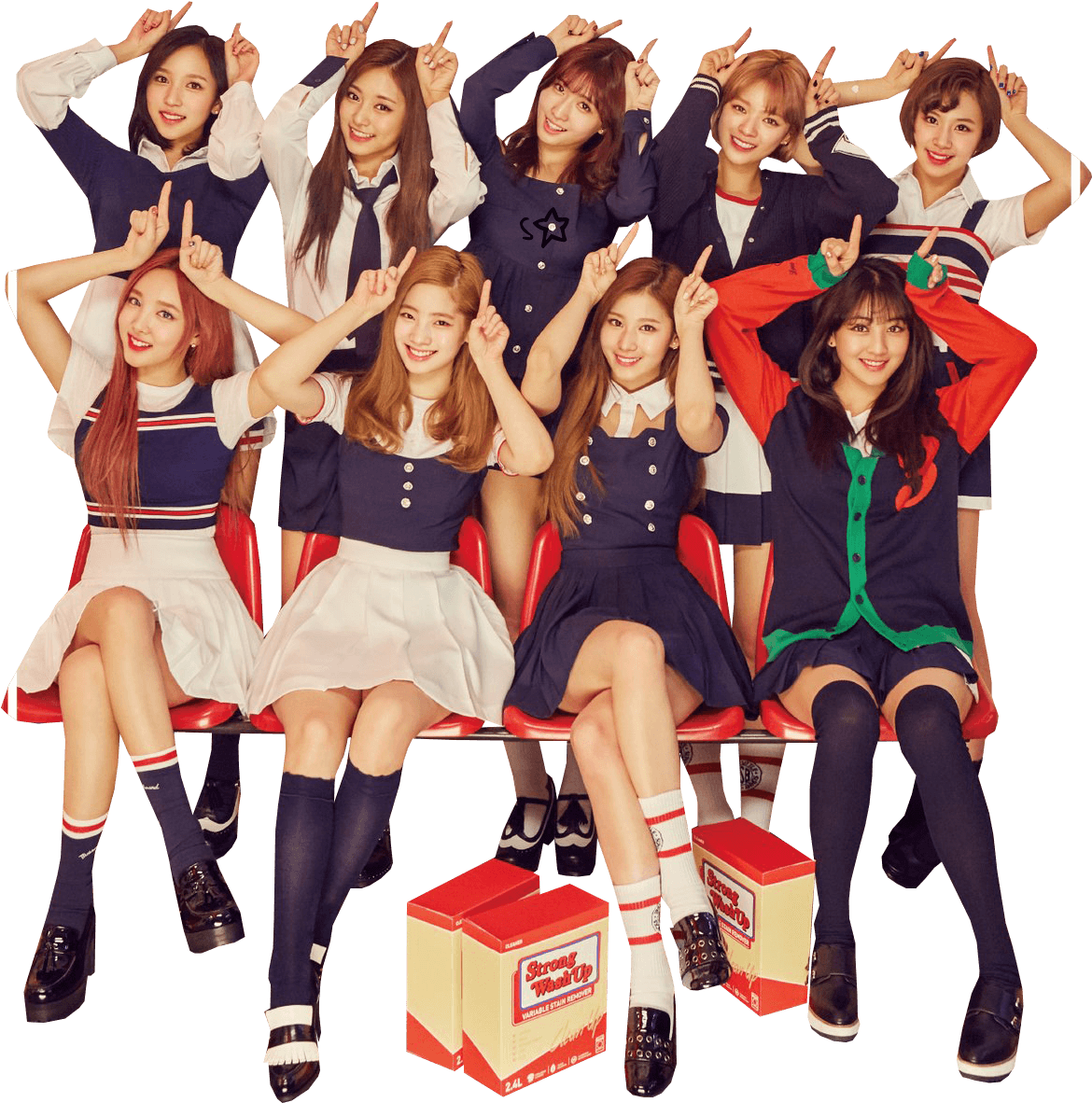 Twice Kpop Group School Uniform Concept PNG image