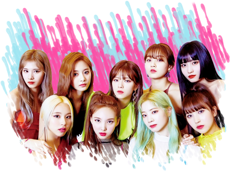 Twice Members Colorful Backdrop PNG image