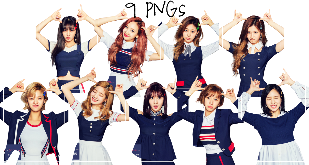 Twice Members Heart Shaped Hand Gesture PNG image