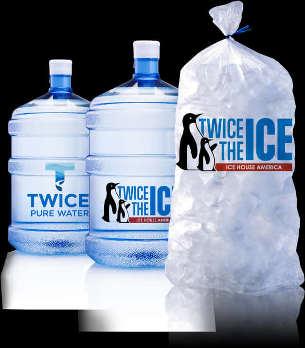 Twice The Ice Water Bottlesand Bagged Ice PNG image